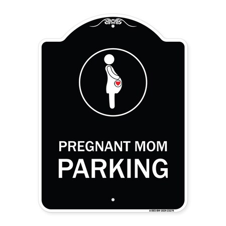 Signmission Pregnant Mom Parking With Graphic Heavy-Gauge Aluminum Architectural Sign, 24" x 18", BW-1824-23274 A-DES-BW-1824-23274